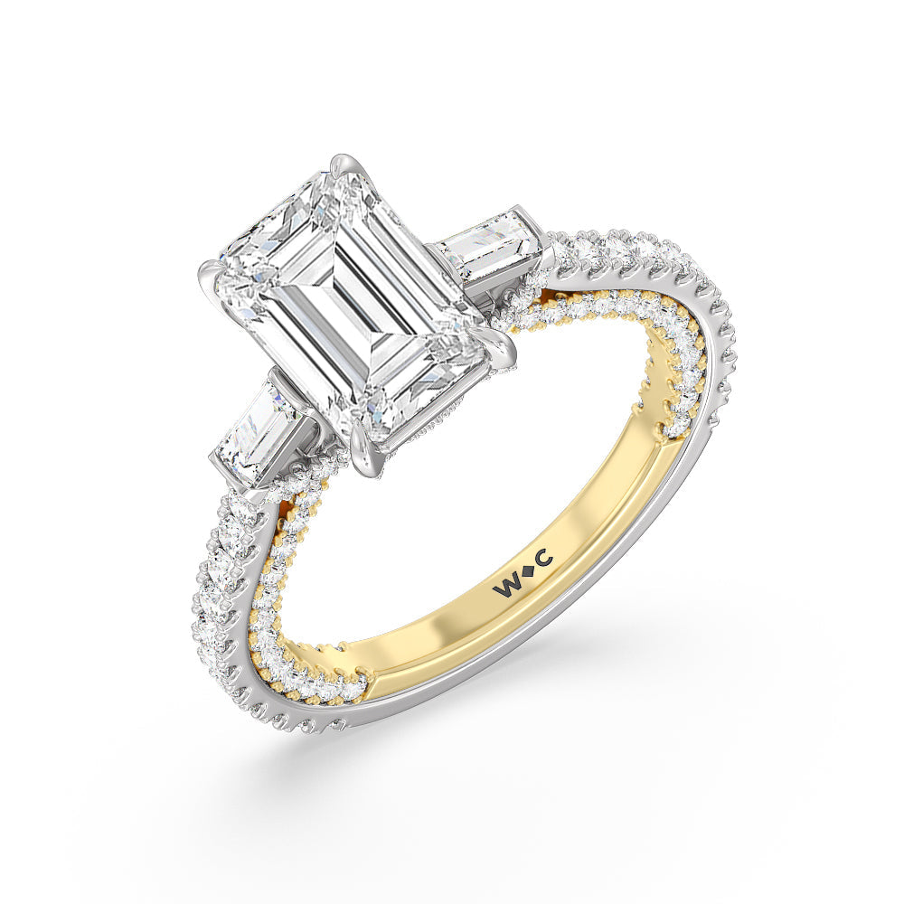Emerald Cut The Beekman Ring with Lab Grown Diamond in 14KT White & Yellow Gold view 3
