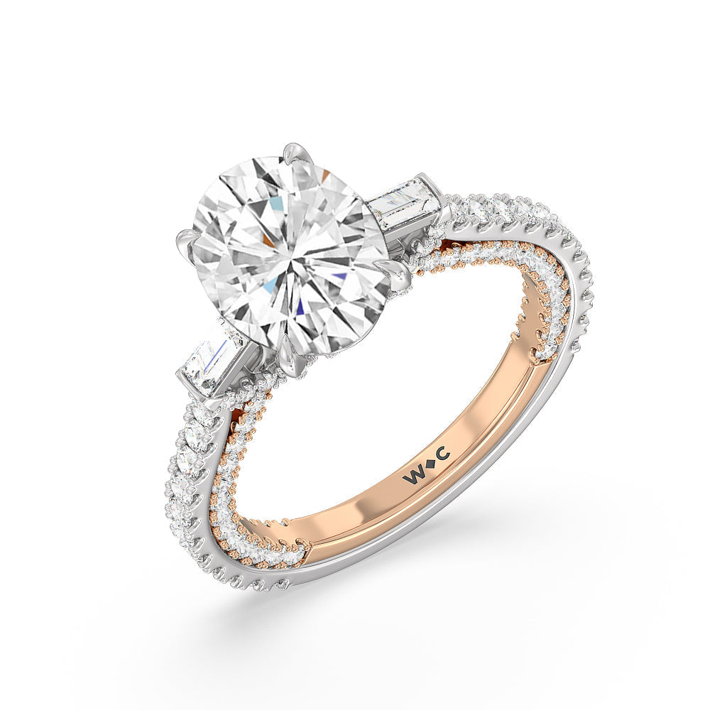 Oval Cut The Beekman Ring with Lab Grown Diamond in 14KT White & Rose Gold view 3
