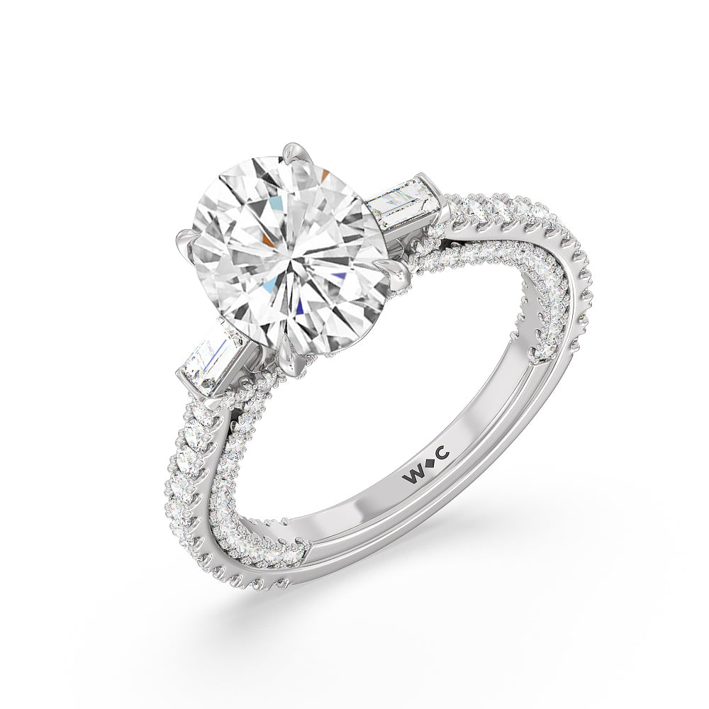 Oval Cut The Beekman Ring with Lab Grown Diamond in 14KT Platinum view 3
