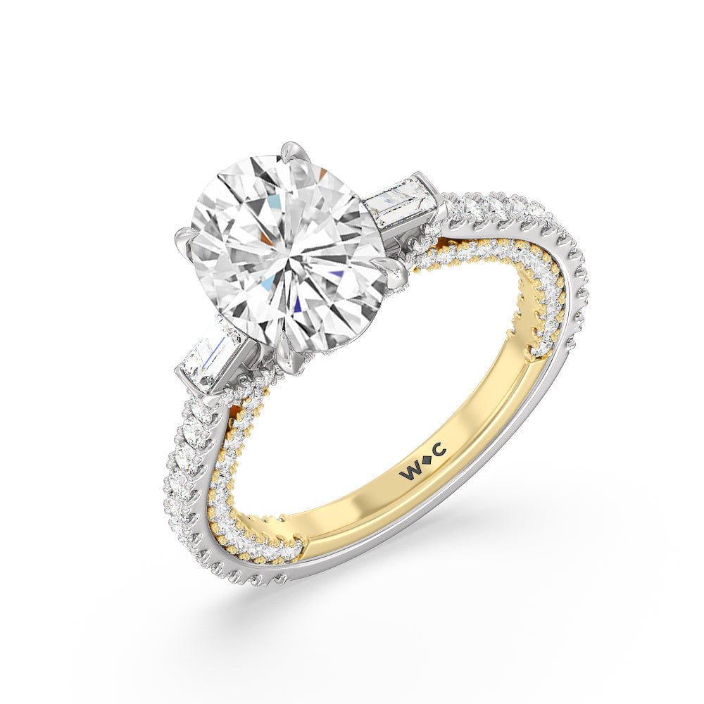 Oval Cut The Beekman Ring with Lab Grown Diamond in 14KT White & Yellow Gold view 3
