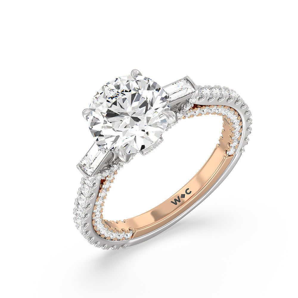 Round Cut The Beekman Ring with Lab Grown Diamond in 14KT White & Rose Gold view 3
