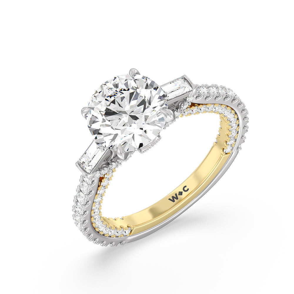Round Cut The Beekman Ring with Lab Grown Diamond in 14KT White & Yellow Gold view 3
