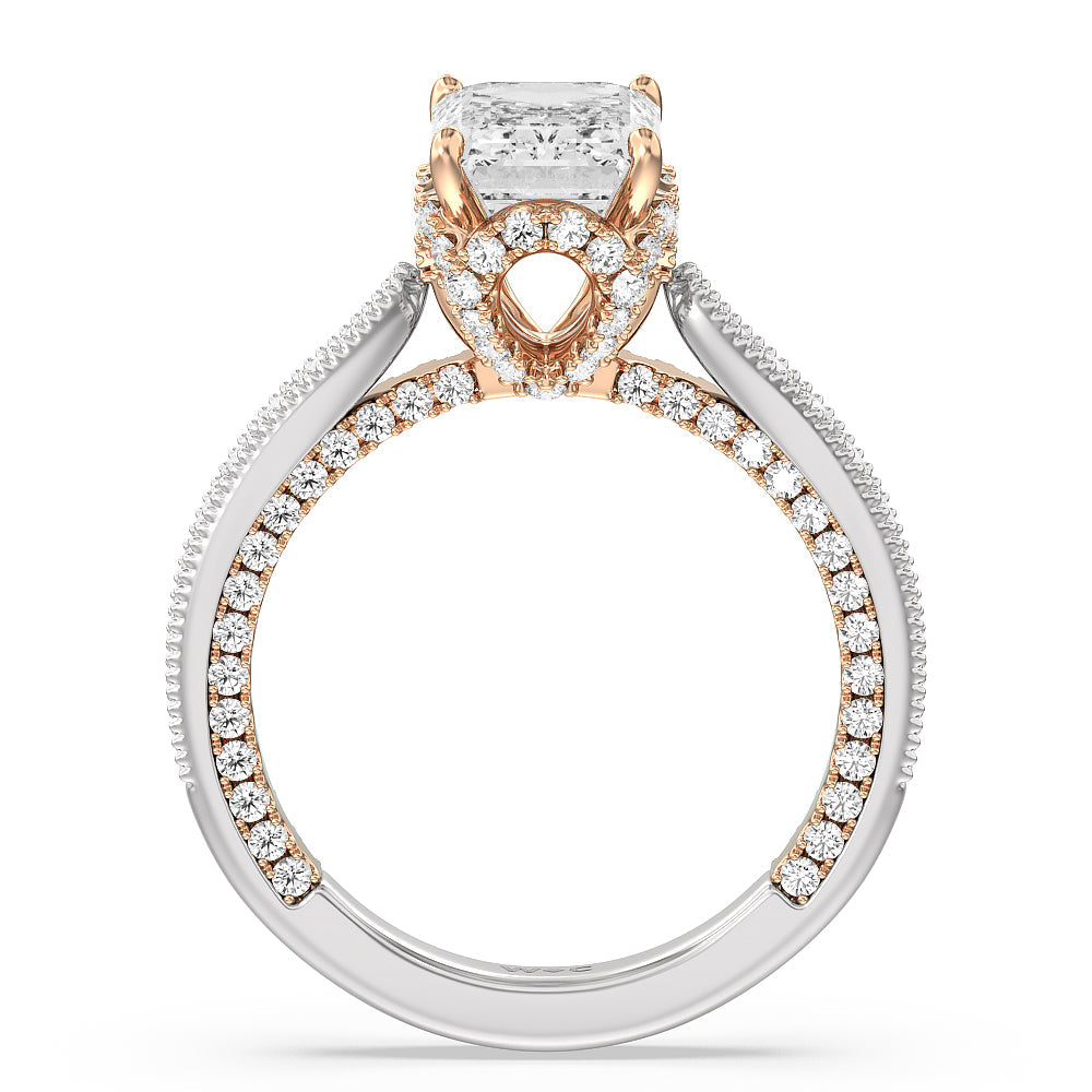 Emerald Cut The Chrysler Ring with Lab Grown Diamond in 14KT White & Rose Gold view 2

