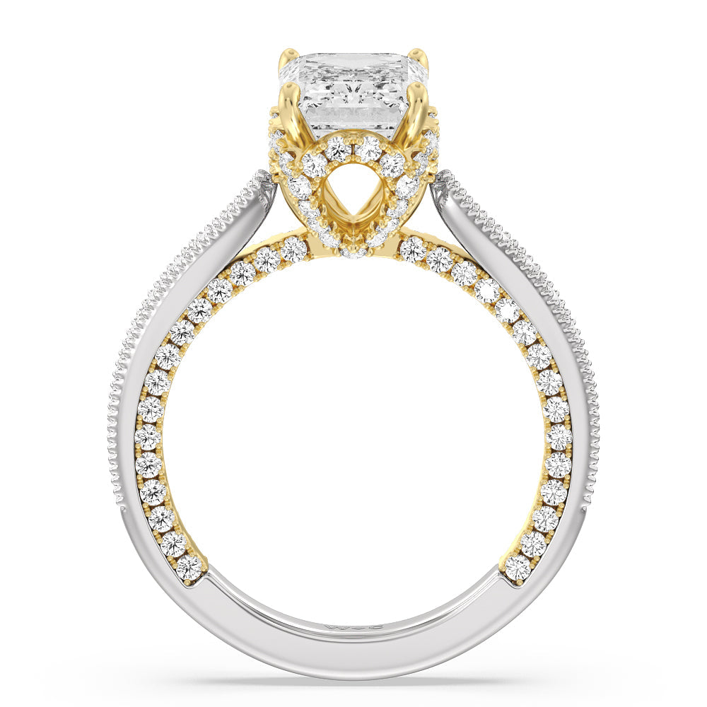 Emerald Cut The Chrysler Ring with Lab Grown Diamond in 14KT White & Yellow Gold view 2
