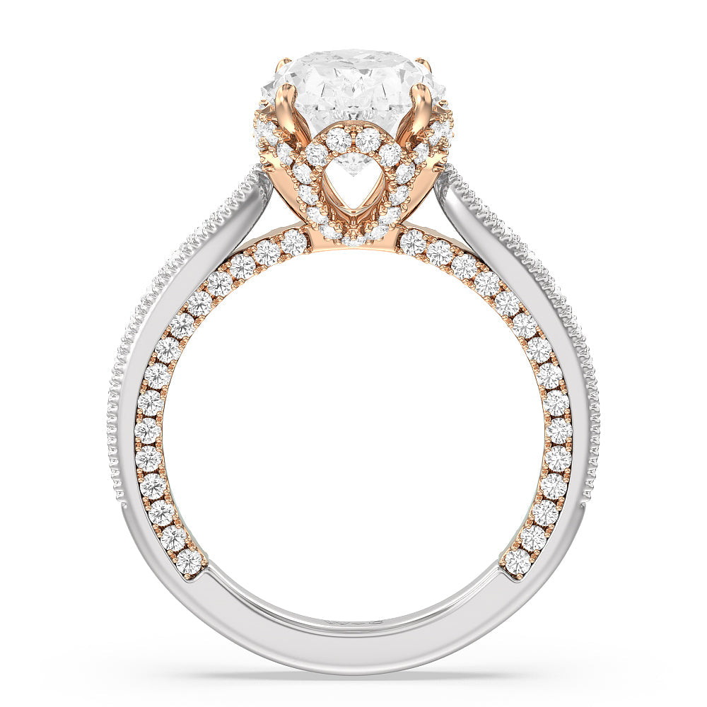 Oval Cut The Chrysler Ring with Lab Grown Diamond in 14KT White & Rose Gold view 2
