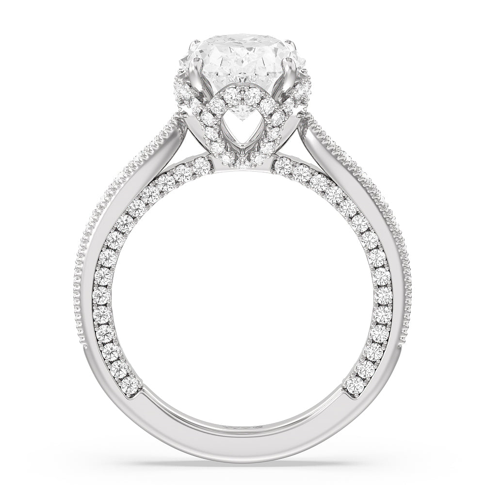 Oval Cut The Chrysler Ring with Lab Grown Diamond in 14KT Platinum view 2
