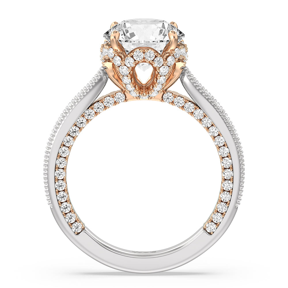 Round Cut The Chrysler Ring with Lab Grown Diamond in 14KT White & Rose Gold view 2
