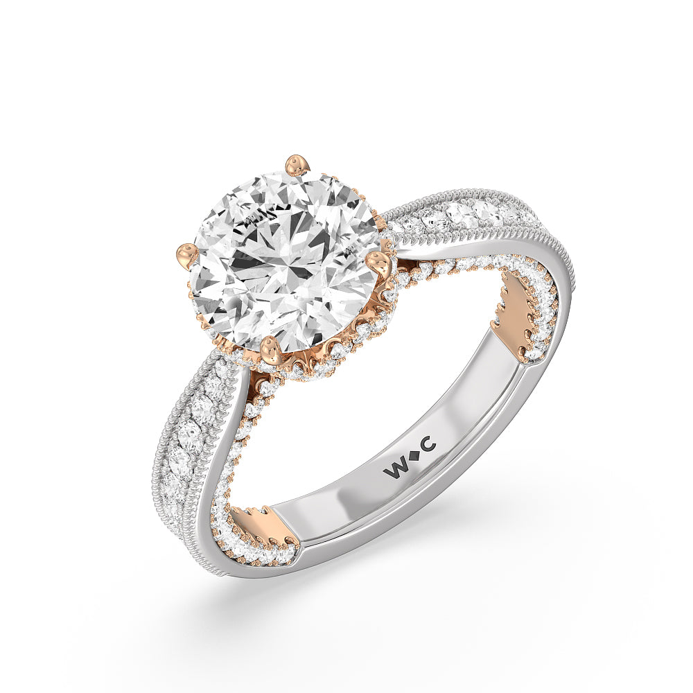 Round Cut The Chrysler Ring with Lab Grown Diamond in 14KT White & Rose Gold view 3
