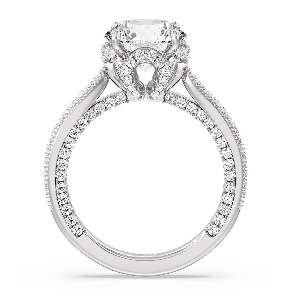 Round Cut The Chrysler Ring with Lab Grown Diamond in 14KT Platinum view 2
