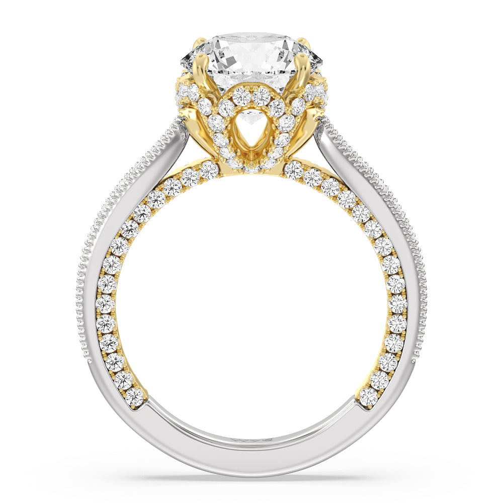 Round Cut The Chrysler Ring with Lab Grown Diamond in 14KT White & Yellow Gold view 2
