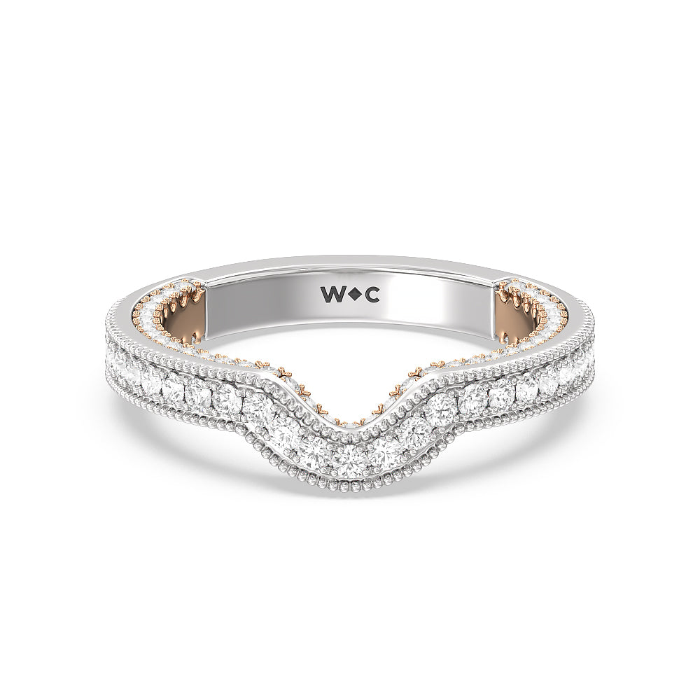 The Chrysler Band with 18KT White & Rose Gold Cut Diamond in 14KT White & Rose Gold view 1
