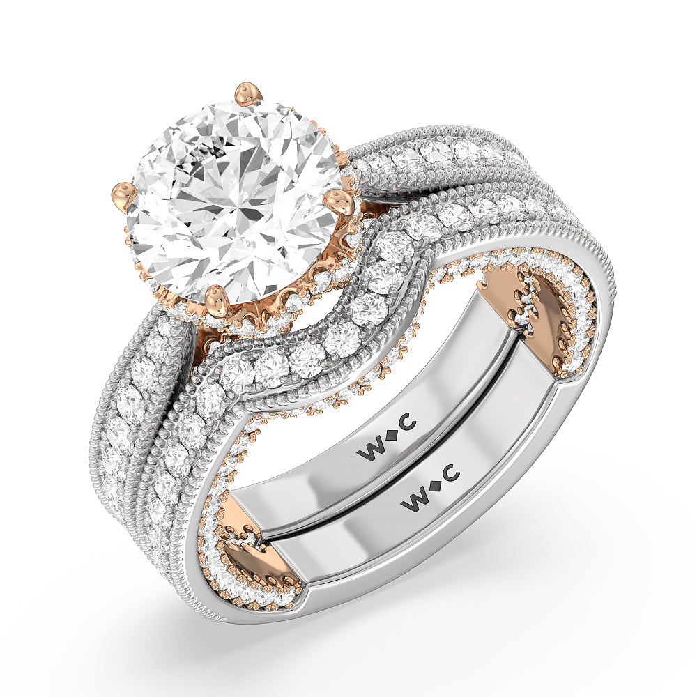 The Chrysler Band with 18KT White & Rose Gold Cut Diamond in 14KT White & Rose Gold view 4
