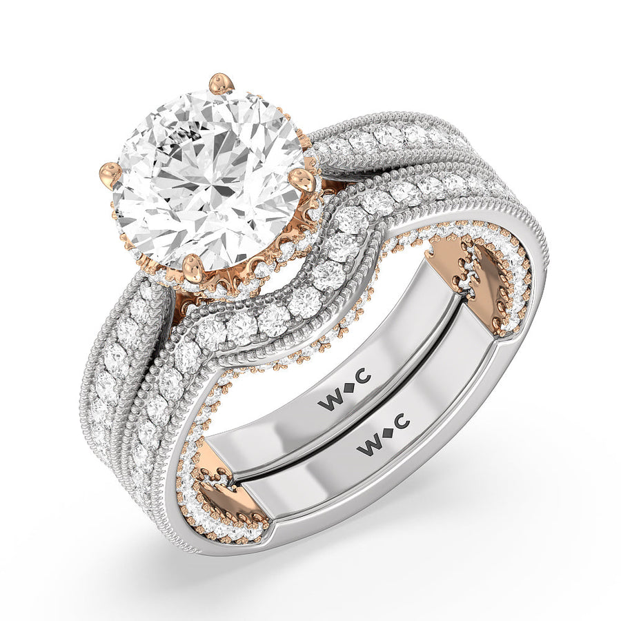 Oval Cut The Chrysler Ring with Lab Grown Diamond in 14KT White & Rose Gold view 6
