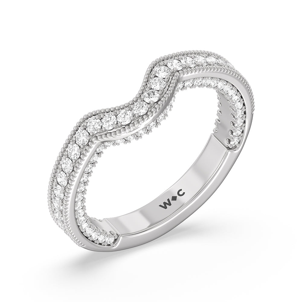 The Chrysler Band with 18KT White Gold Cut Diamond in 14KT White Gold view 3
