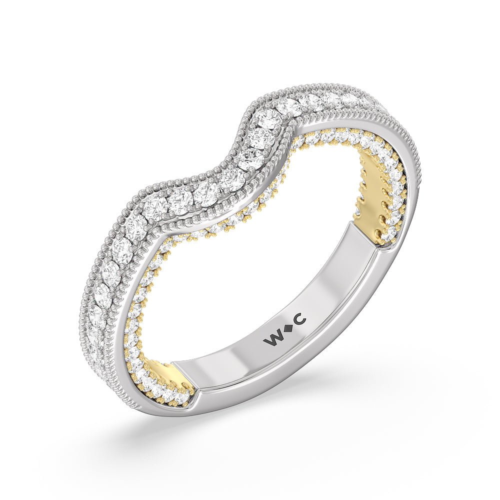 The Chrysler Band with 18KT White & Yellow Gold Cut Diamond in 14KT White & Yellow Gold view 3
