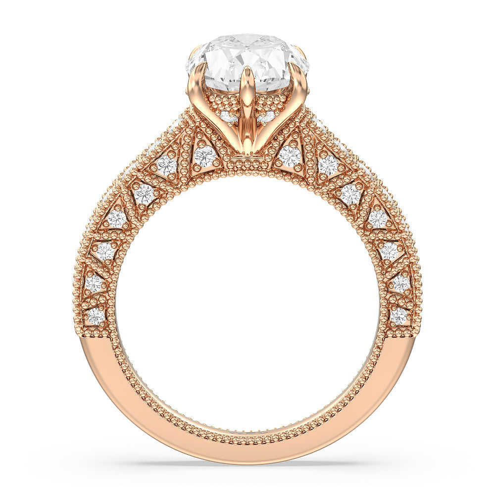 Oval Cut The Waldorf Ring with Lab Grown Diamond in 14KT Rose Gold view 2
