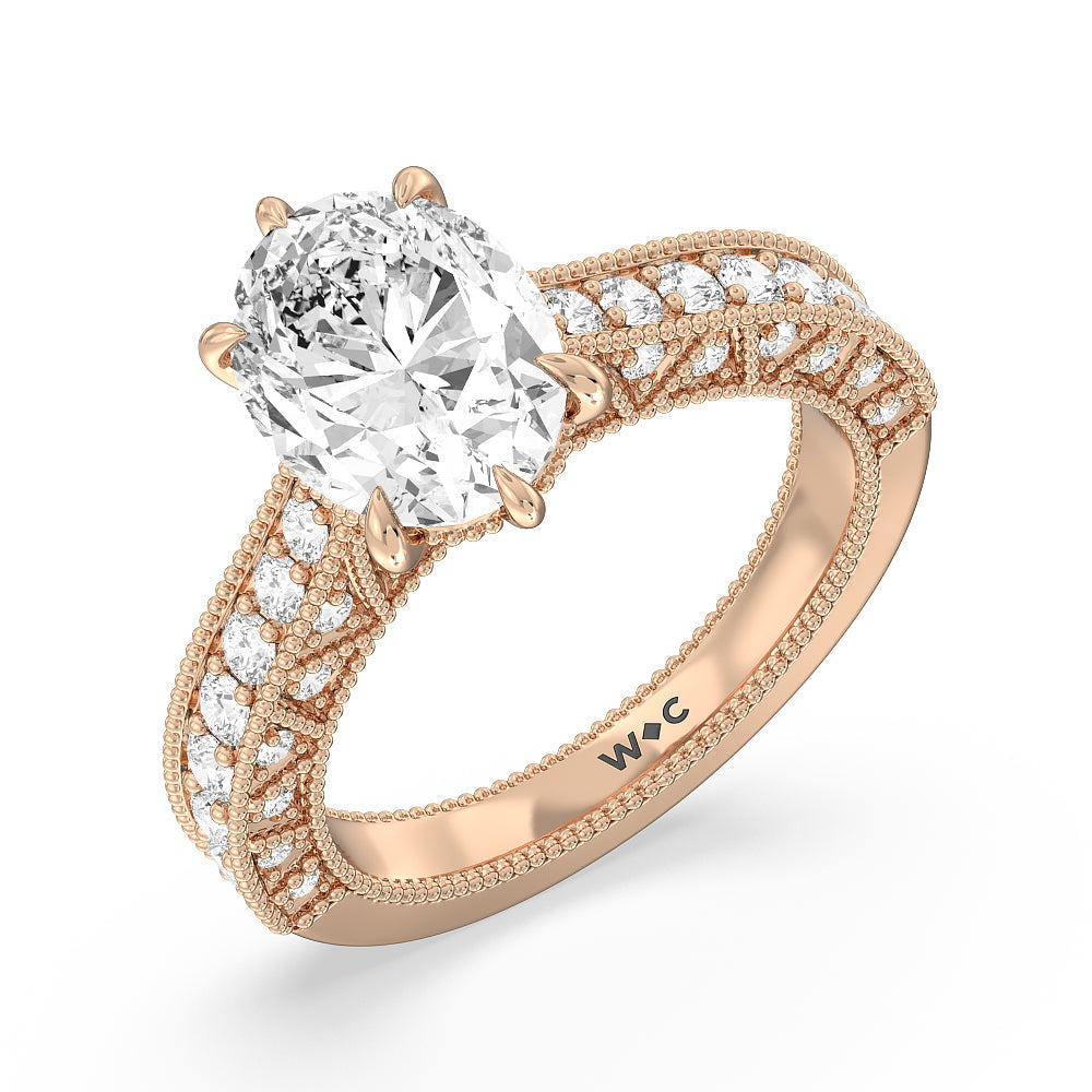 Oval Cut The Waldorf Ring with Lab Grown Diamond in 14KT Rose Gold view 3
