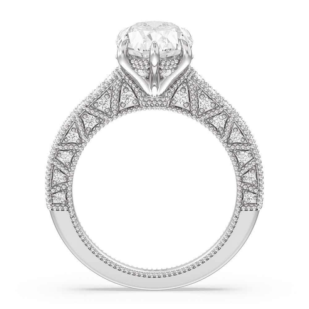 Oval Cut The Waldorf Ring with Lab Grown Diamond in 14KT Platinum view 2
