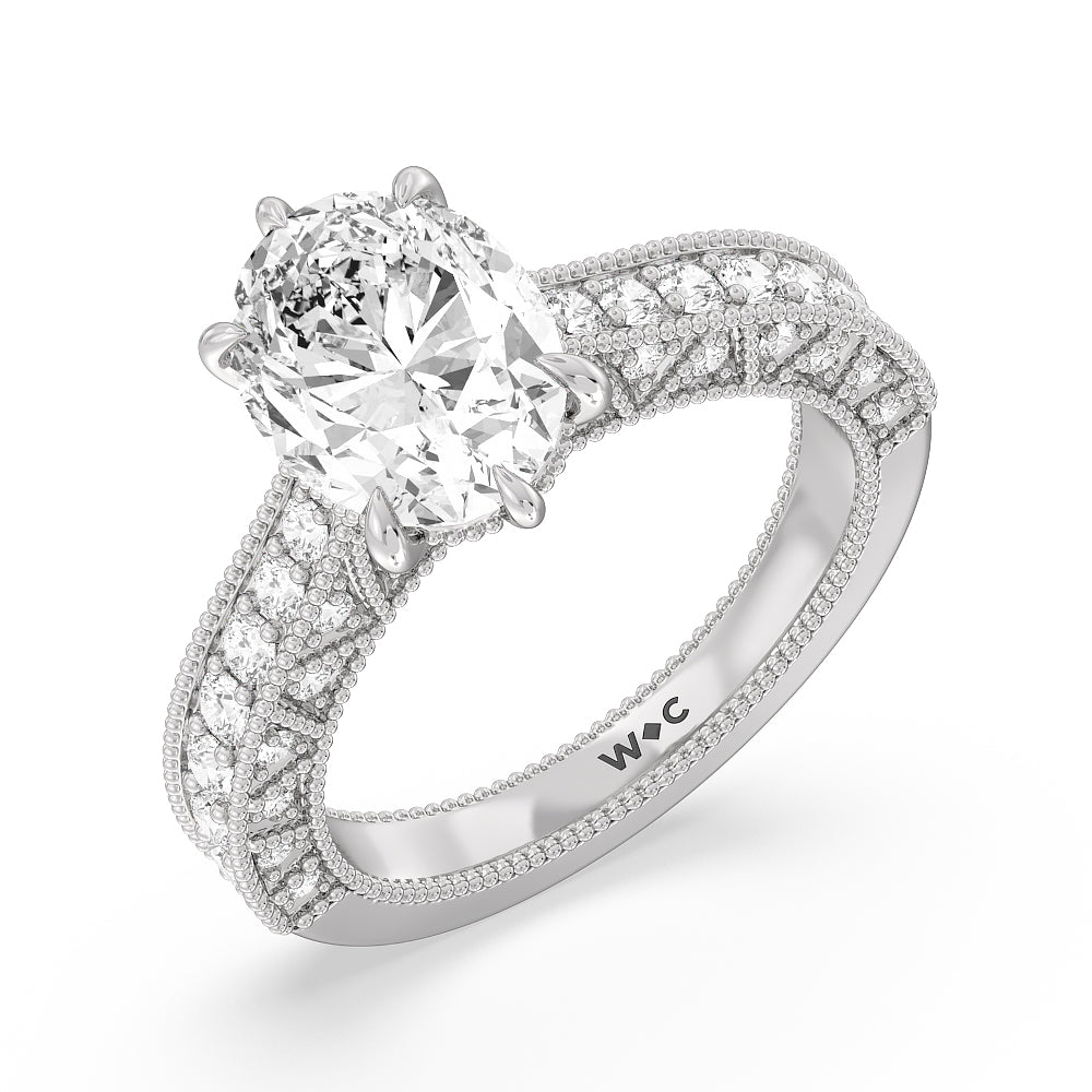 Oval Cut The Waldorf Ring with Lab Grown Diamond in 14KT Platinum view 3
