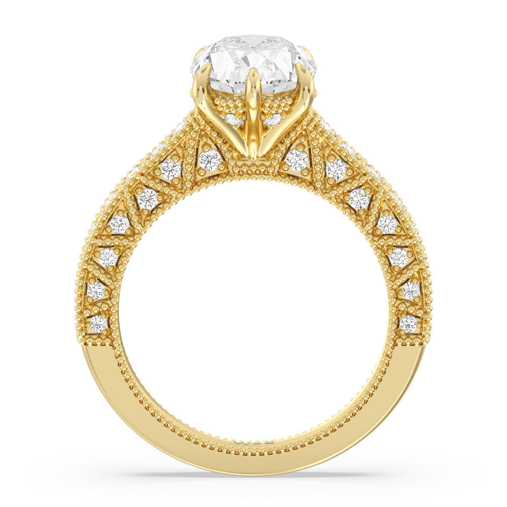 Oval Cut The Waldorf Ring with Lab Grown Diamond in 14KT Yellow Gold view 2
