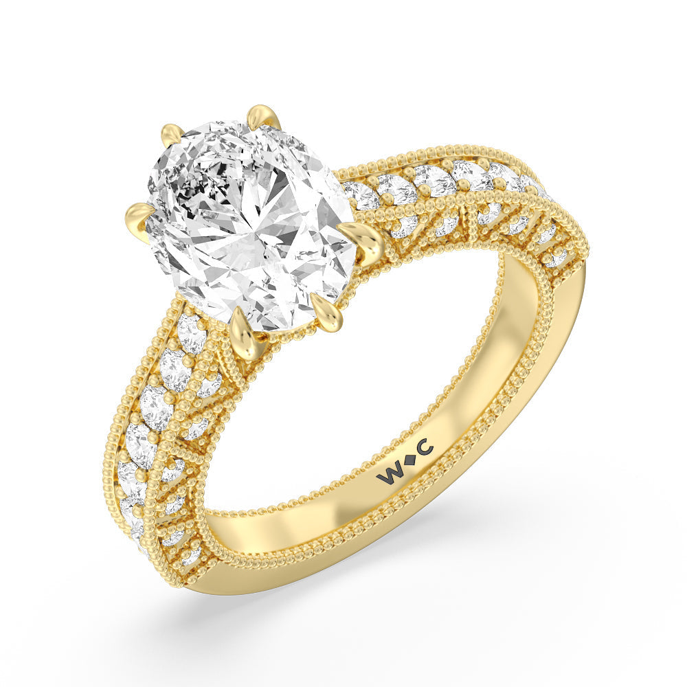 Oval Cut The Waldorf Ring with Lab Grown Diamond in 14KT Yellow Gold view 3
