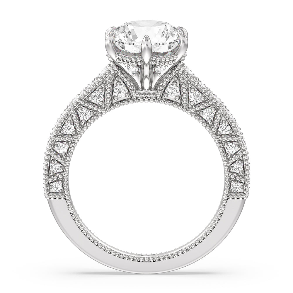Round Cut The Waldorf Ring with Lab Grown Diamond in 14KT Platinum view 2
