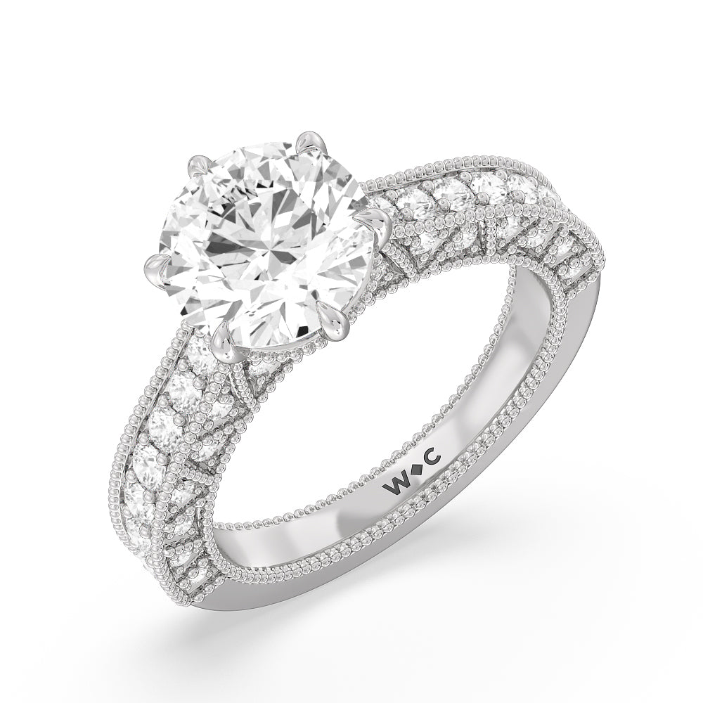 Round Cut The Waldorf Ring with Lab Grown Diamond in 14KT Platinum view 3
