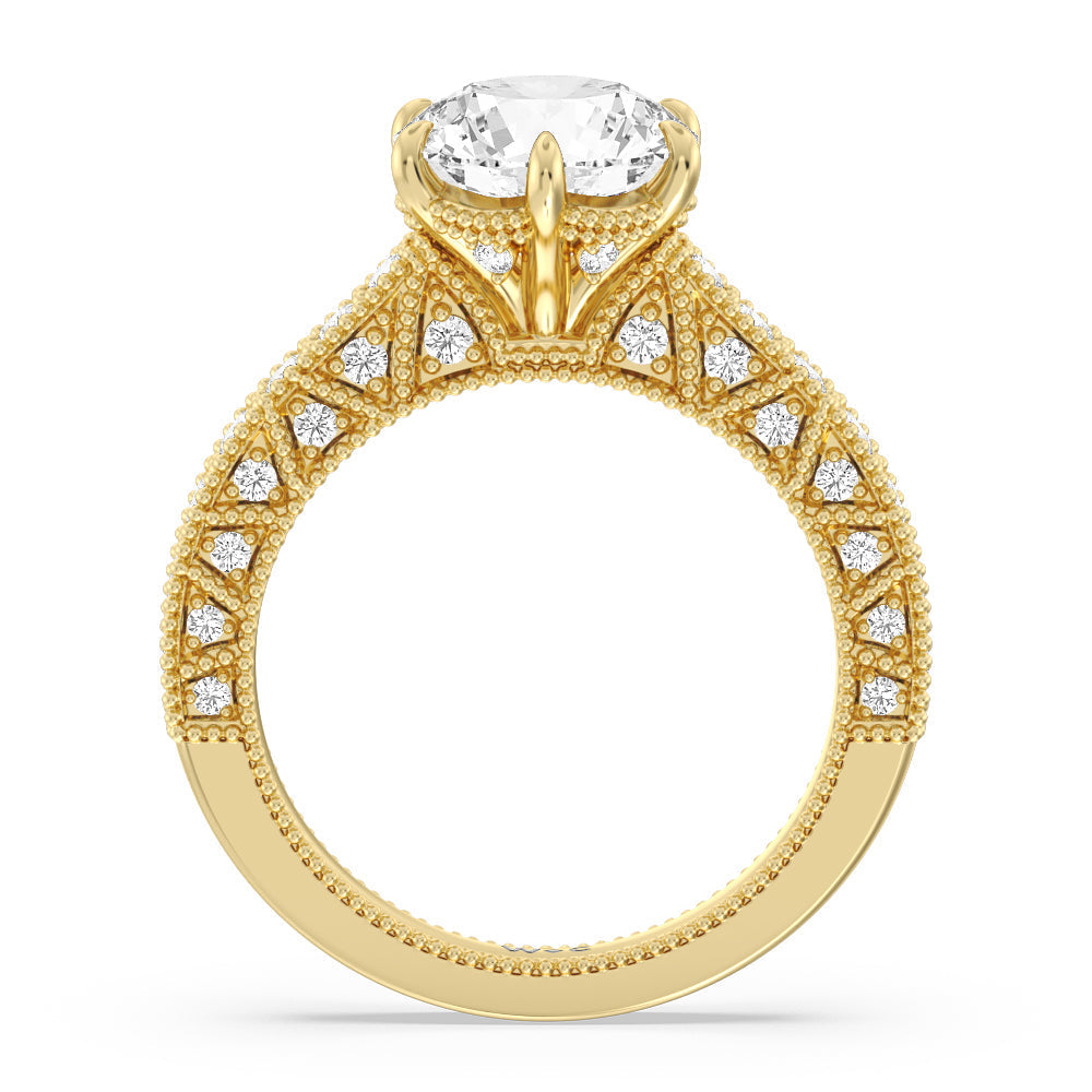 Round Cut The Waldorf Ring with Lab Grown Diamond in 14KT Yellow Gold view 2
