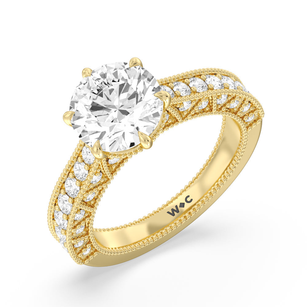 Round Cut The Waldorf Ring with Lab Grown Diamond in 14KT Yellow Gold view 3
