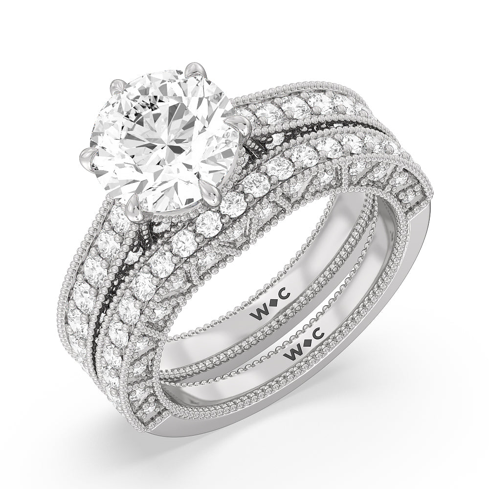 The Waldorf Band with 18KT White Gold Cut Diamond in 14KT White Gold view 3
