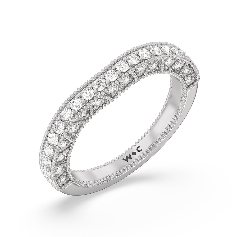 The Waldorf Band with 18KT White Gold Cut Diamond in 14KT White Gold view 4
