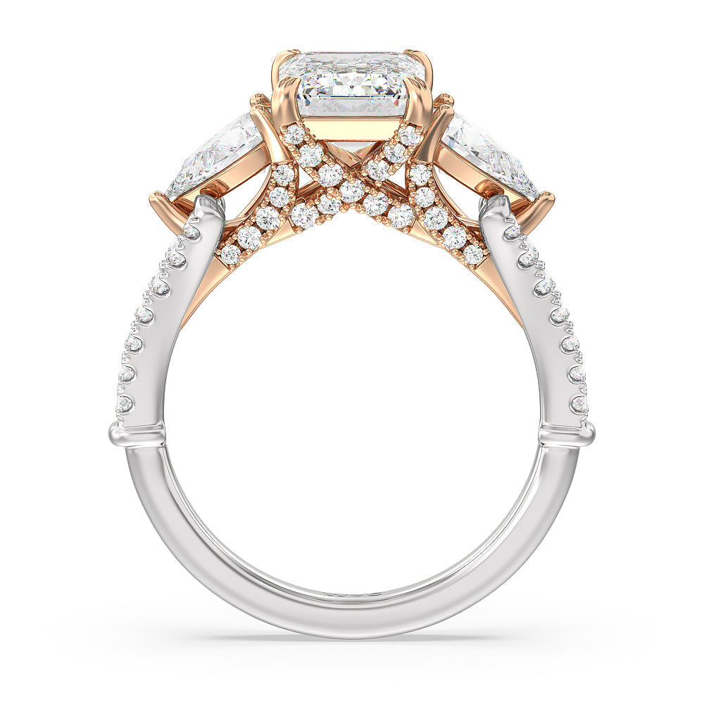 Emerald Cut The MacDougal Ring with Lab Grown Diamond in 14KT White & Rose Gold view 2
