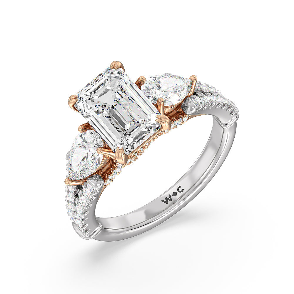 Emerald Cut The MacDougal Ring with Lab Grown Diamond in 14KT White & Rose Gold view 3

