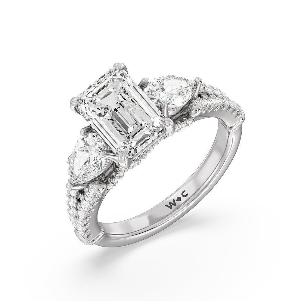 Emerald Cut The MacDougal Ring with Lab Grown Diamond in 14KT Platinum view 3
