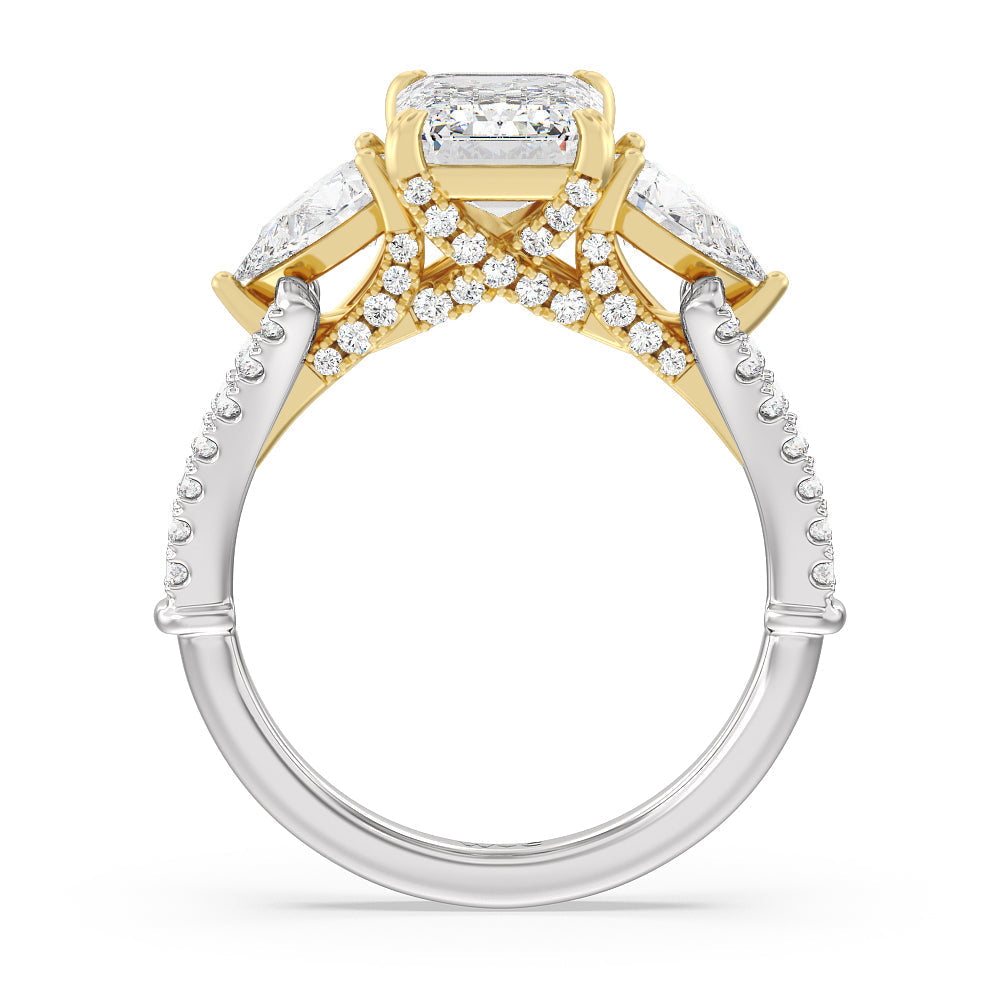 Emerald Cut The MacDougal Ring with Lab Grown Diamond in 14KT White & Yellow Gold view 2
