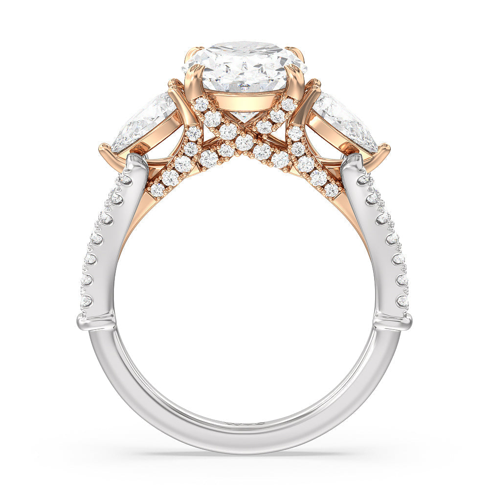 Oval Cut The MacDougal Ring with Lab Grown Diamond in 14KT White & Rose Gold view 2
