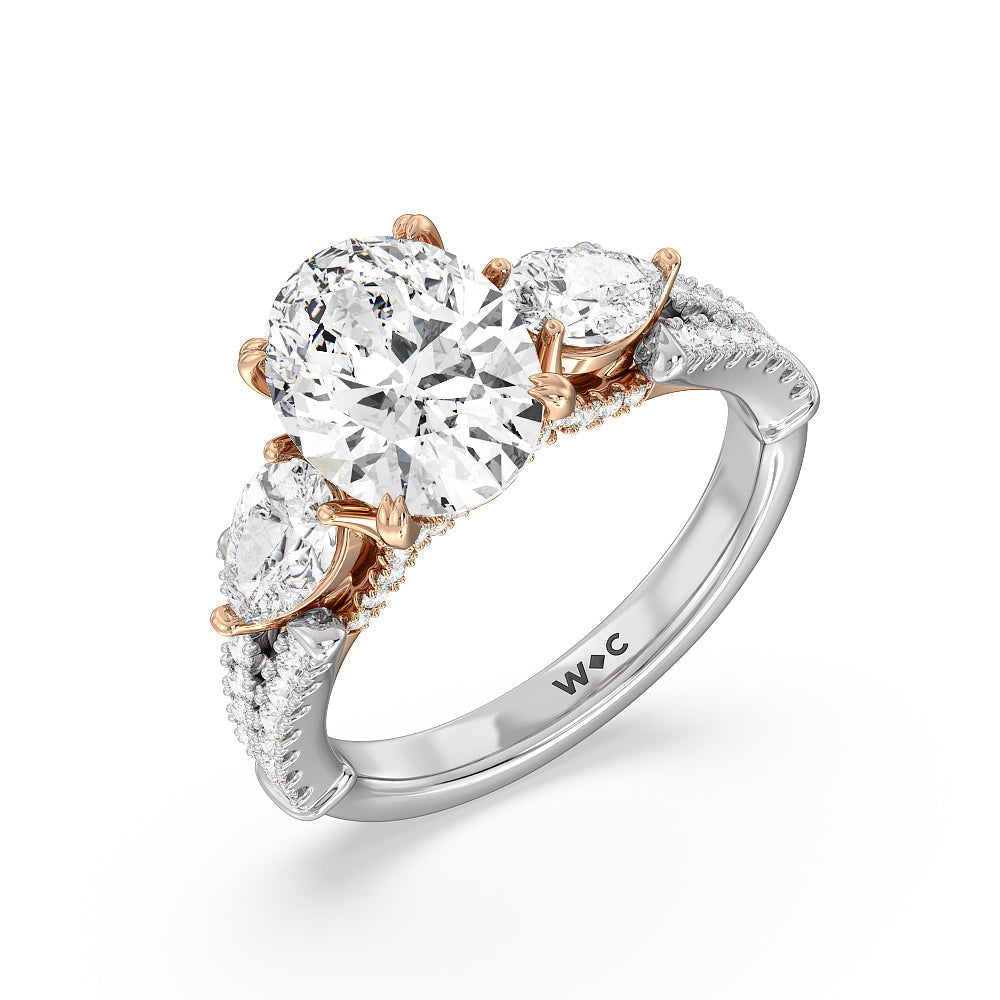 Oval Cut The MacDougal Ring with Lab Grown Diamond in 14KT White & Rose Gold view 3
