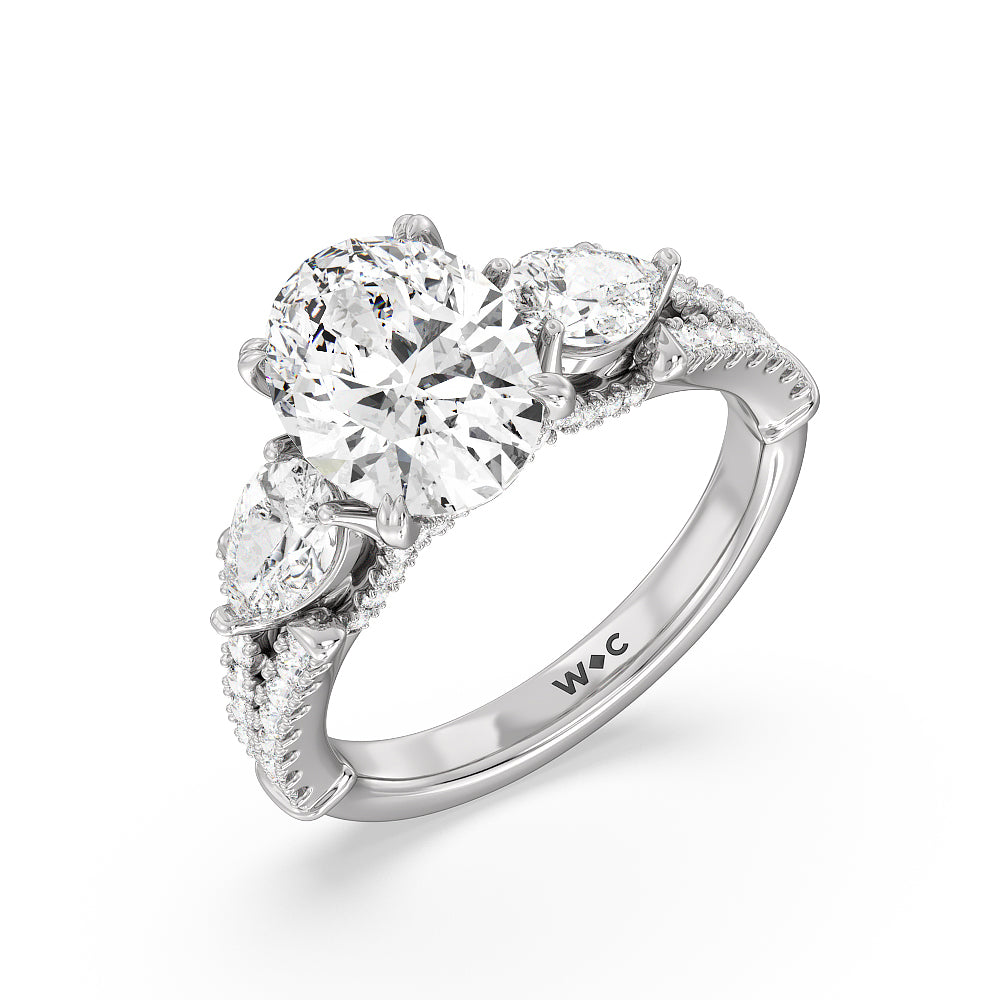 Oval Cut The MacDougal Ring with Lab Grown Diamond in 14KT Platinum view 3

