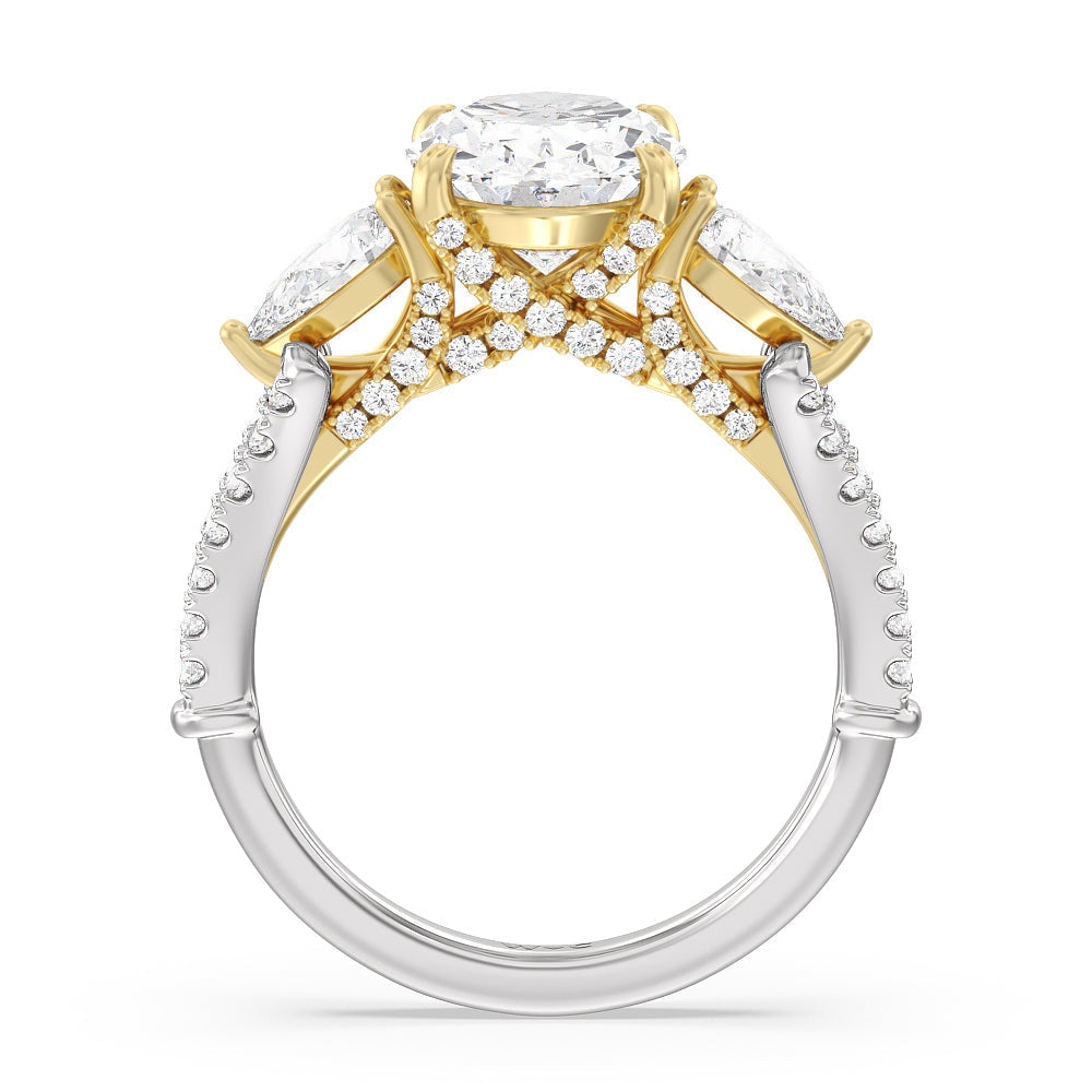 Oval Cut The MacDougal Ring with Lab Grown Diamond in 14KT White & Yellow Gold view 2
