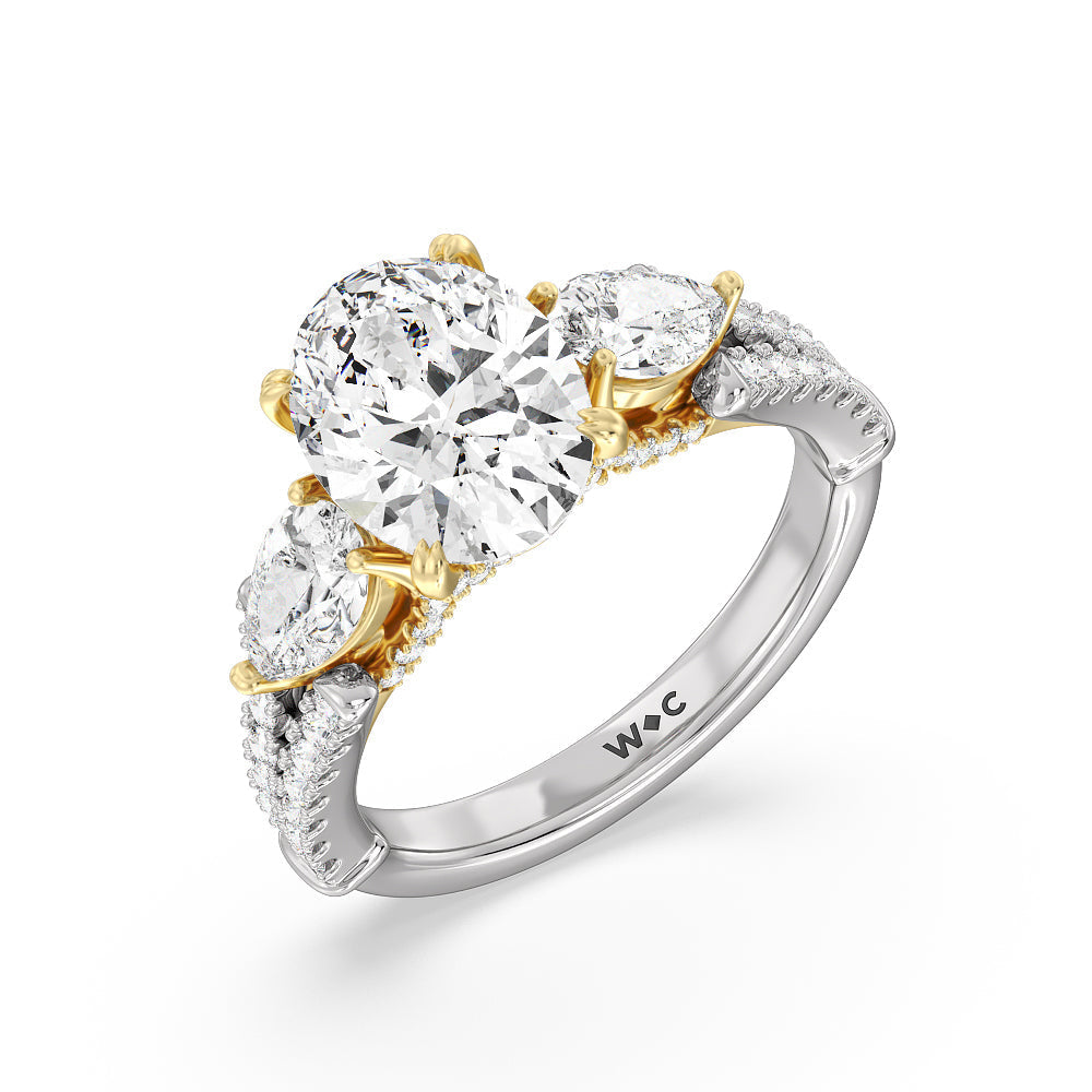 Oval Cut The MacDougal Ring with Lab Grown Diamond in 14KT White & Yellow Gold view 3
