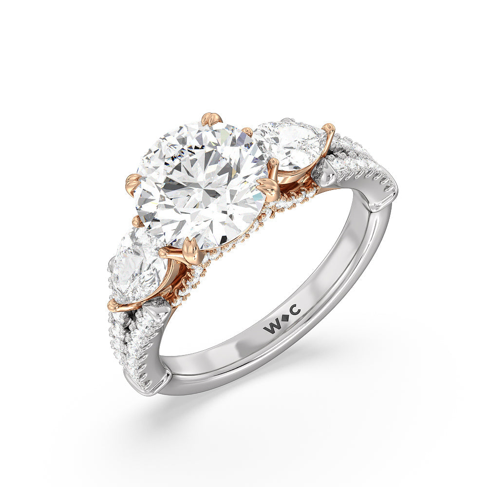 Round Cut The MacDougal Ring with Lab Grown Diamond in 14KT White & Rose Gold view 3
