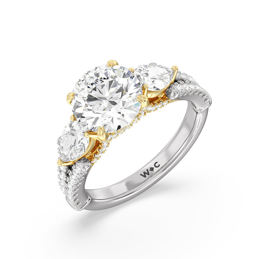 Round Cut The MacDougal Ring with Lab Grown Diamond in 14KT White & Yellow Gold view 3
