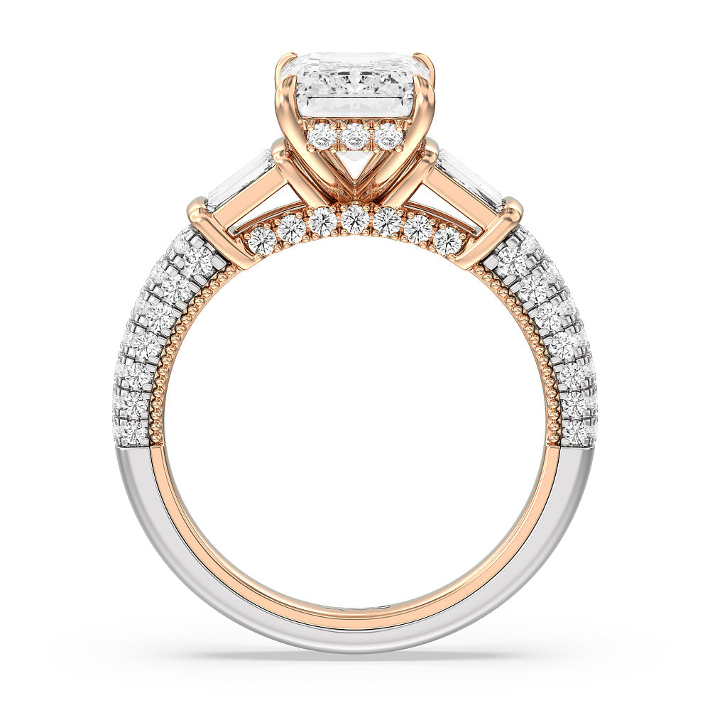Emerald Cut The Mulberry Ring with Lab Grown Diamond in 14KT White & Rose Gold view 2
