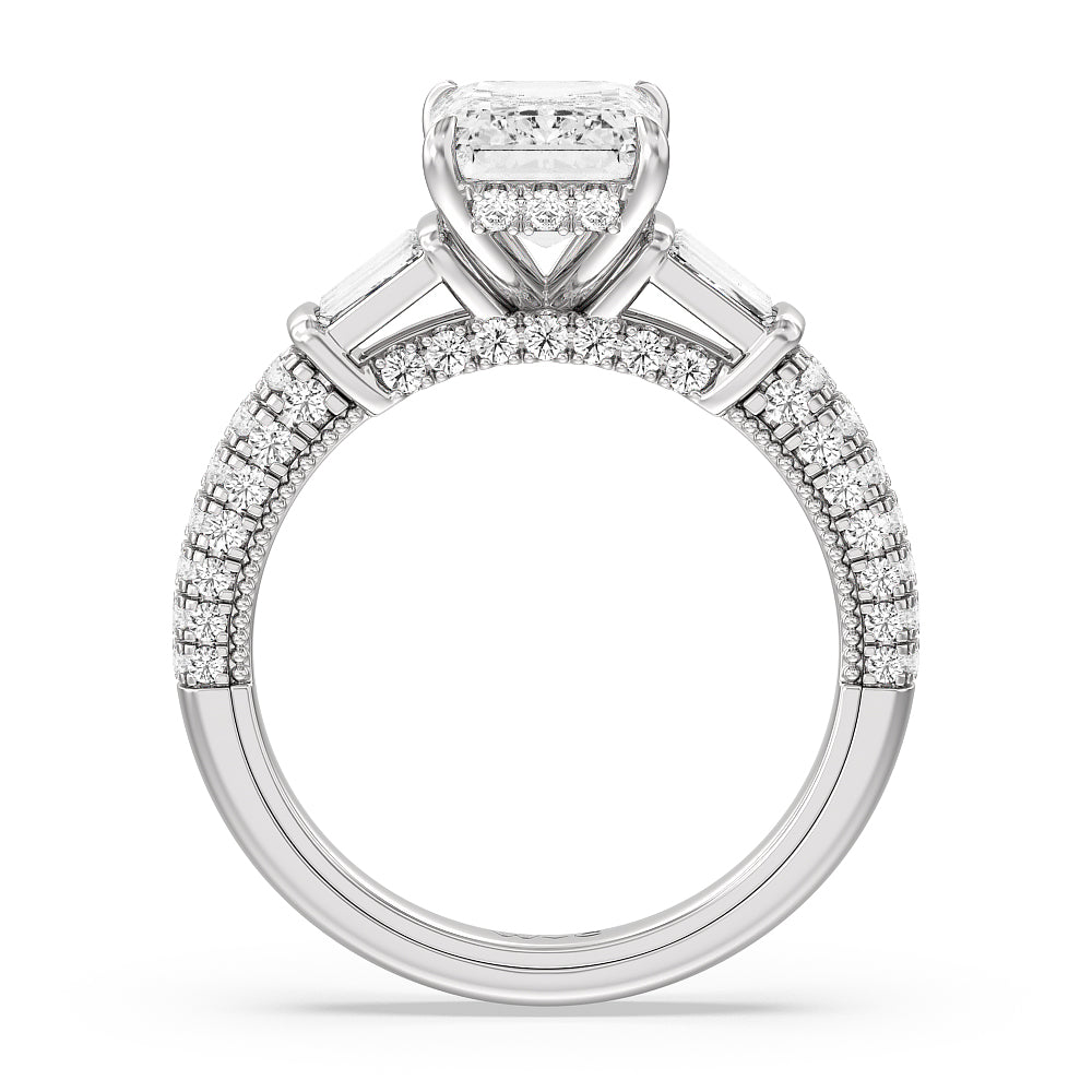 Emerald Cut The Mulberry Ring with Lab Grown Diamond in 14KT Platinum view 2
