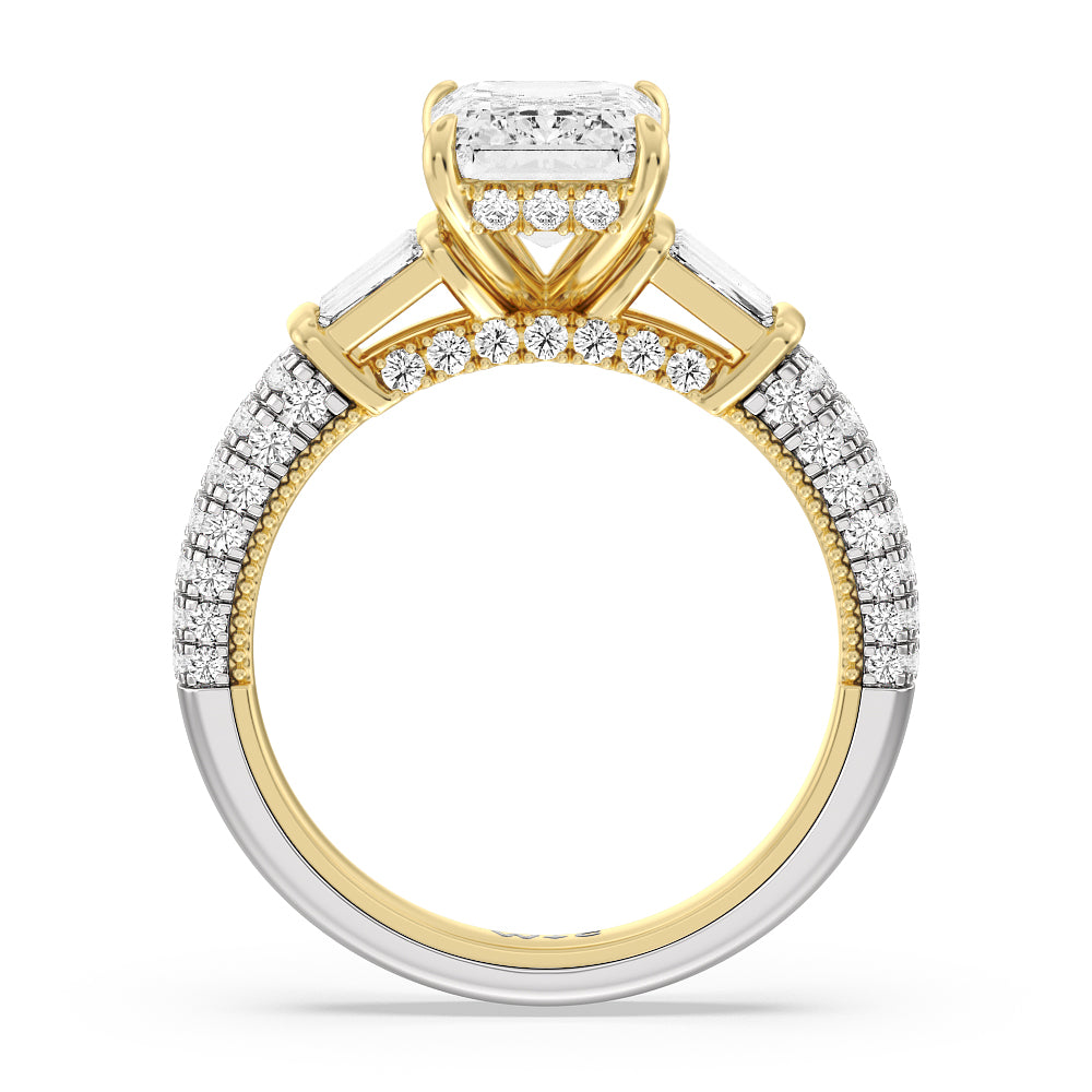 Emerald Cut The Mulberry Ring with Lab Grown Diamond in 14KT White & Yellow Gold view 2
