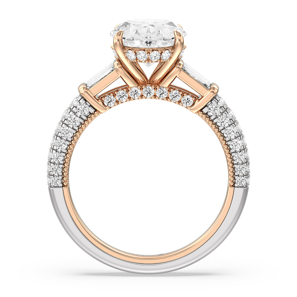 Oval Cut The Mulberry Ring with Lab Grown Diamond in 14KT White & Rose Gold view 2
