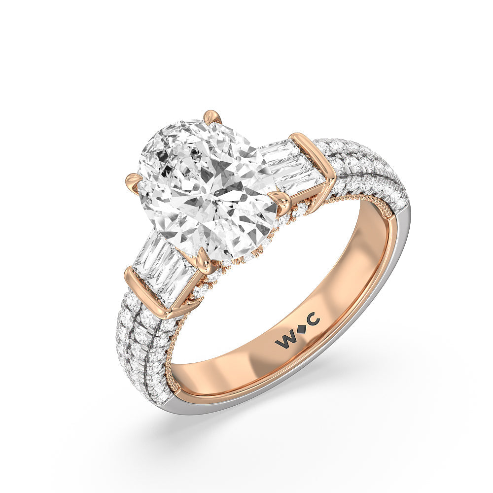 Oval Cut The Mulberry Ring with Lab Grown Diamond in 14KT White & Rose Gold view 3
