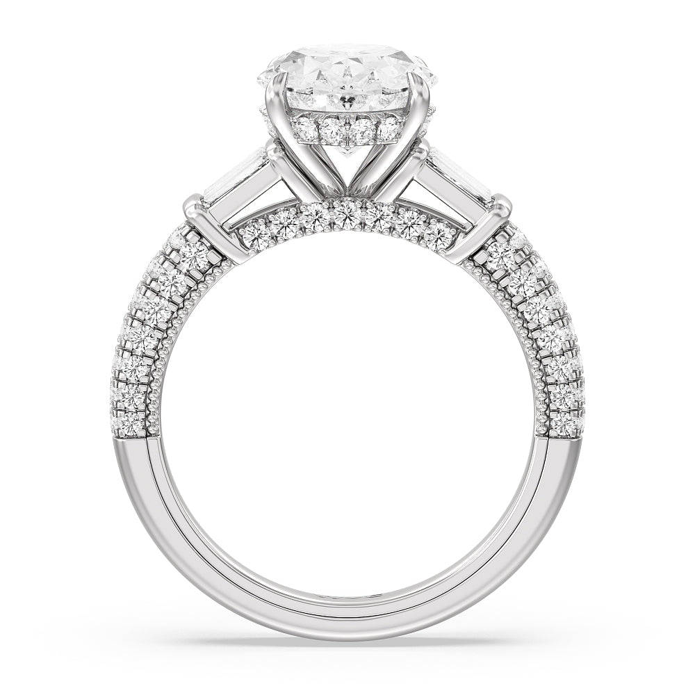 Oval Cut The Mulberry Ring with Lab Grown Diamond in 14KT Platinum view 2

