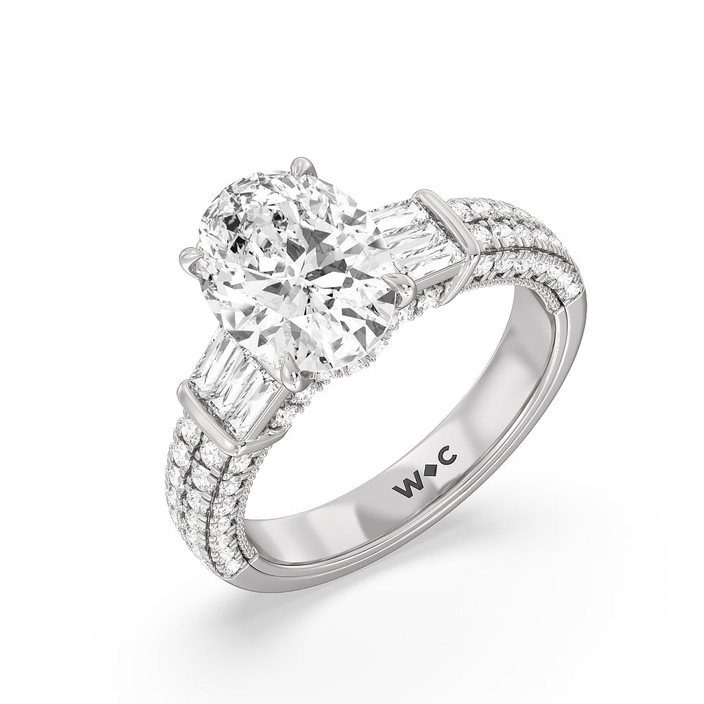 Oval Cut The Mulberry Ring with Lab Grown Diamond in 14KT Platinum view 3
