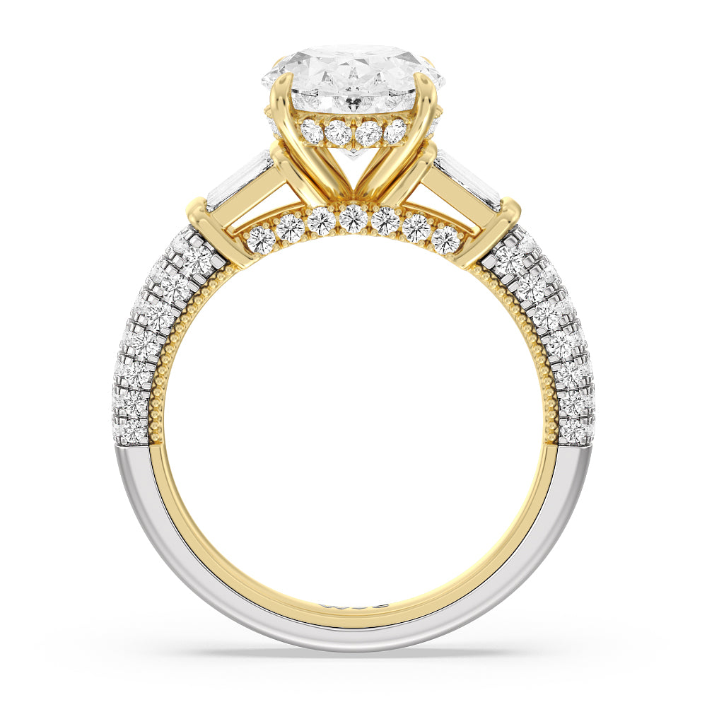 Oval Cut The Mulberry Ring with Lab Grown Diamond in 14KT White & Yellow Gold view 2
